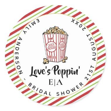 Love is Poppin - Wedding Popcorn Fun Modern Bridal Classic Round Sticker