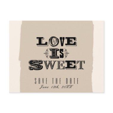 LOVE IS SWEET Beige Vintage Wedding Save The Date Announcement Post