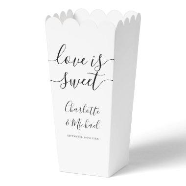 Love Is Sweet Black And White Popcorn Favor Boxes