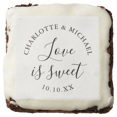 Love Is Sweet Black And White Wedding Brownie