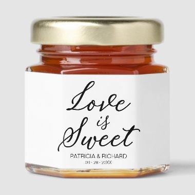 Love Is Sweet Black And White Wedding Honey Jar Favors