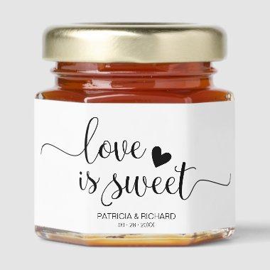 Love Is Sweet Black And White Wedding Honey Jar Favors
