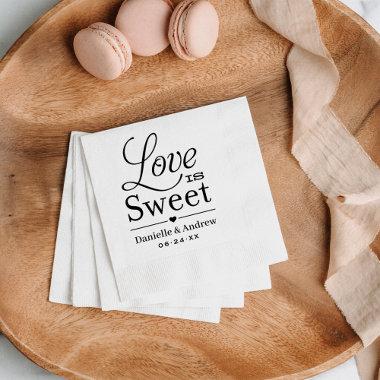 Love is Sweet Black Custom Wedding Monogram Paper Napkins
