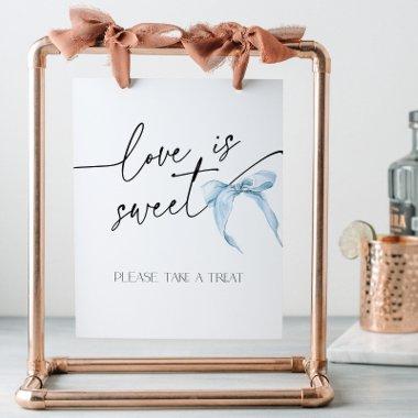 Love is Sweet Blue Bow  Tie the Knot Pedestal Sign