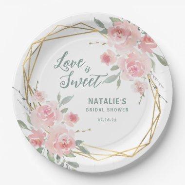 Love is Sweet Blush Floral Bridal Shower Paper Plates