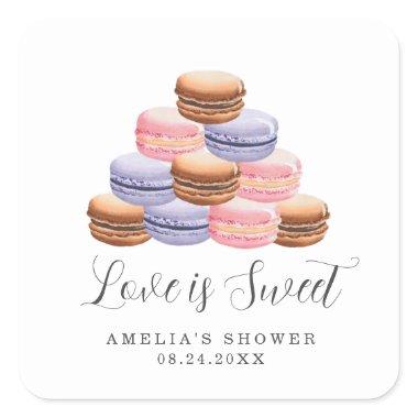 Love Is Sweet  Macaron Square Sticker