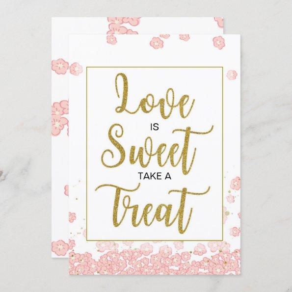 Love is Sweet Bridal Shower Sign | Pink and Gold Invitations