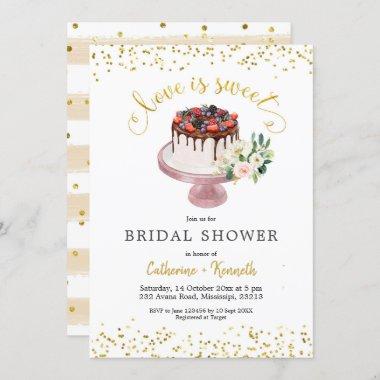 Love is Sweet Cake Bridal Shower Invitations