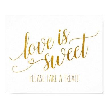 Love is Sweet Calligraphy Sign | Faux Gold Foil