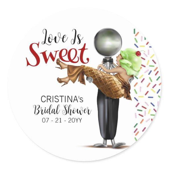 Love Is Sweet Chocolate Ice cream  Classic Round Sticker