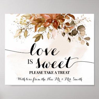 Love is Sweet Dessert Table Autumn Shower Wedding Poster