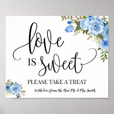 Love is Sweet dessert table sign wedding blue