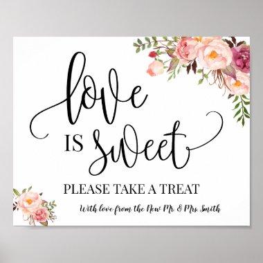 Love is Sweet dessert table sign wedding pink