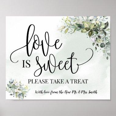 Love is Sweet dessert table wedding eucalyptus Poster