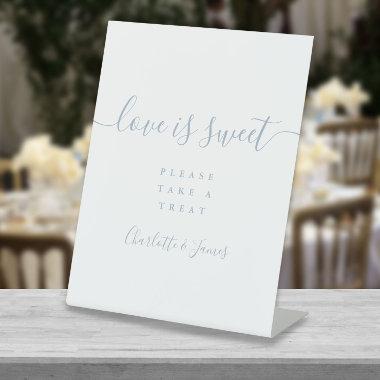 Love Is Sweet Dusty Blue Signature Script Favor Pedestal Sign