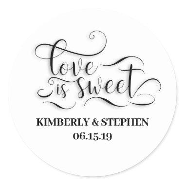 Love is Sweet Elegant Wedding Classic Round Sticker