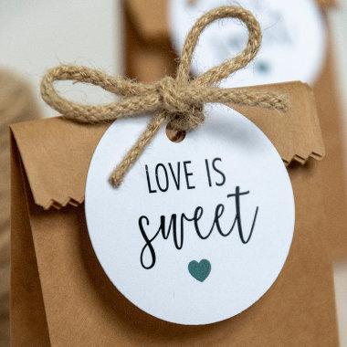 Love is Sweet Gift Tags, Gray Teal Wedding Favor Tags