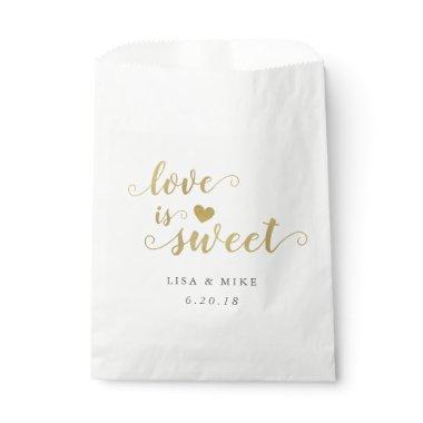 Love is Sweet Gold Script Wedding Bridal Shower Favor Bag
