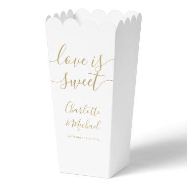 Love Is Sweet Gold Wedding Popcorn Favor Boxes
