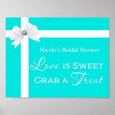 Love is Sweet Modern Blue & White Bow Table Sign