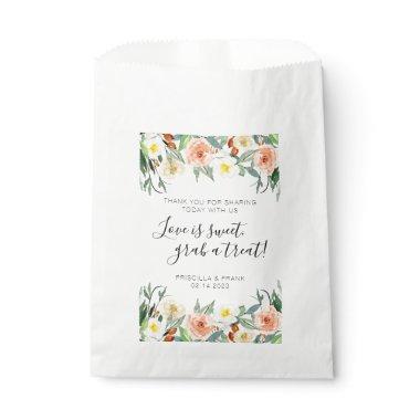 Love Is Sweet Peach Floral Candy Buffet Wedding Favor Bag
