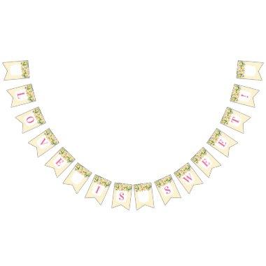 Love Is Sweet Pink Yellow Lemons  Bunting Flags