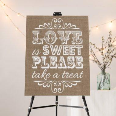 Love Is Sweet - Rustic Burlap Wedding Favor Sign