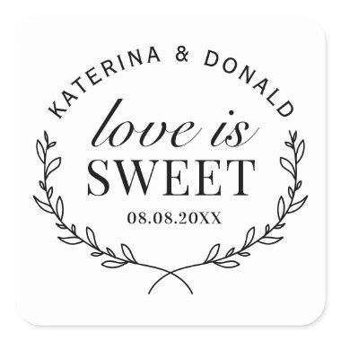 Love is Sweet Rustic Wedding  Square Sticker