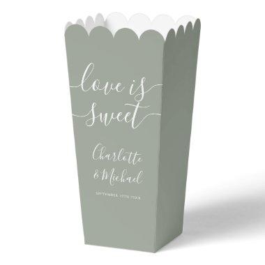 Love Is Sweet Sage Green Wedding Popcorn Favor Boxes