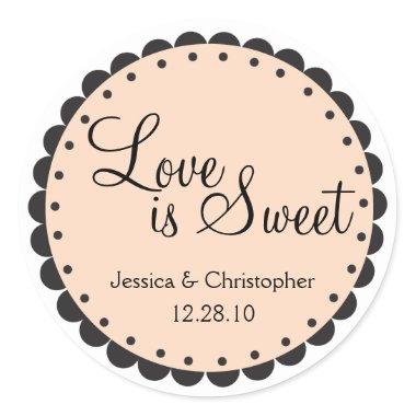 Love is Sweet - Scalloped Edge - Personlize Classic Round Sticker