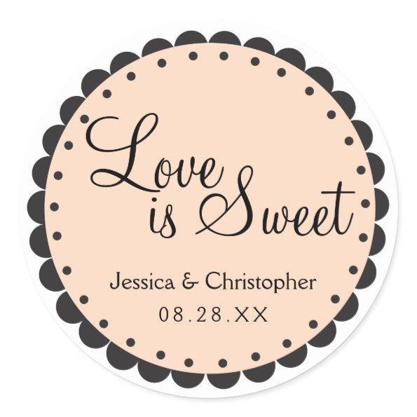 Love is Sweet - Scalloped Edge - Personlize Classic Round Sticker