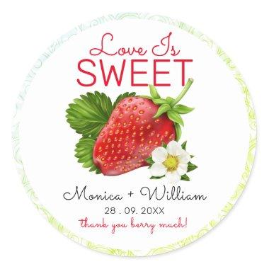 Love Is Sweet Strawberry Wedding Classic Round Sticker