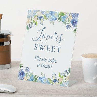 Love is Sweet Take a Treat Blue Hydrangea Floral Pedestal Sign