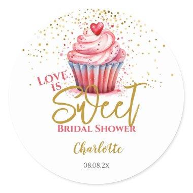 Love Is Sweet Wedding Bridal Shower Engagement Classic Round Sticker