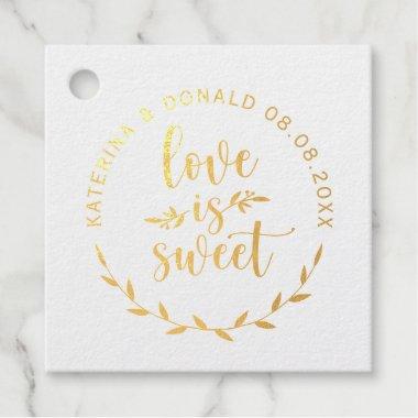 Love is Sweet Wedding Classic Round Sticker Foil Favor Tags