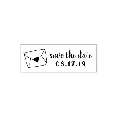 Love Letter Sealed Heart Envelope Save the Date Self-inking Stamp