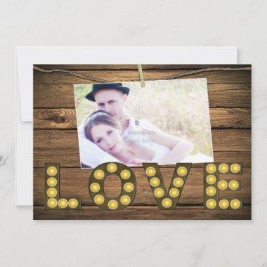 LOVE Lighted Letters Photo Rustic Invitations