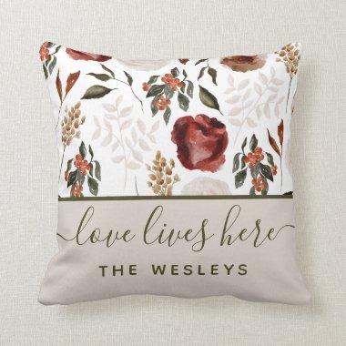 Love Lives Here Name Throw Pillow