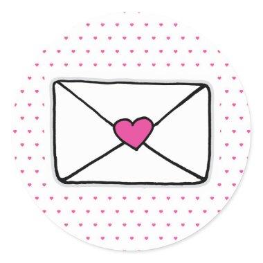 Love Mail Heart Envelope Snail Mail Classic Round Sticker