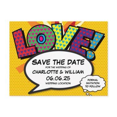 Love Modern Fun Colorful Save the Date Announcement PostInvitations