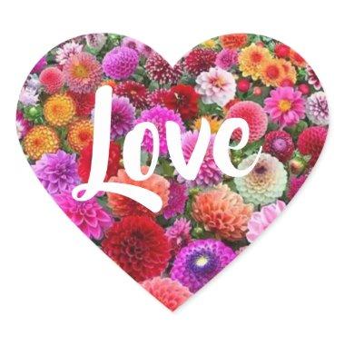 Love multi-colored floral pattern heart sticker