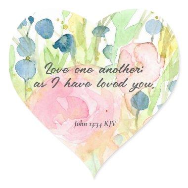 Love One Another As I Have Loved You Bible Verse Heart Sticker