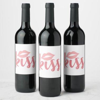 Love Pink Lipstick Kiss Wedding Bridal Shower Wine Label