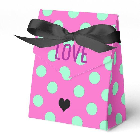 Love Pink & Mint Polka Dots Bridal Shower Party Favor Box