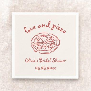 Love & Pizza Italian Hand Drawn Red  Napkins