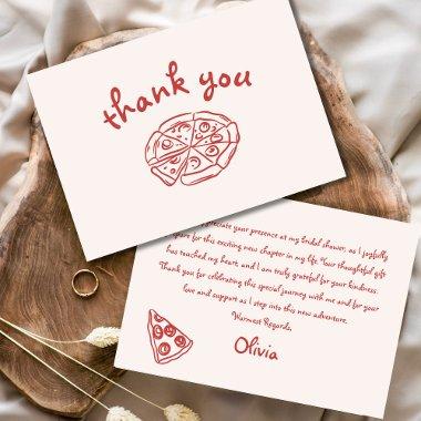 Love & Pizza Italian Hand Drawn Red  Thank You
