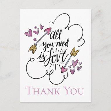 Love Quote Thank You Hearts Arrows Purple Wedding PostInvitations