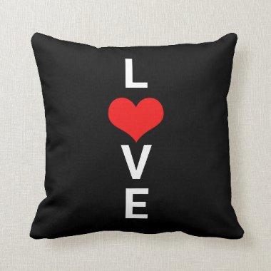 Love Red Heart Cute Valentine's Day White Black Throw Pillow