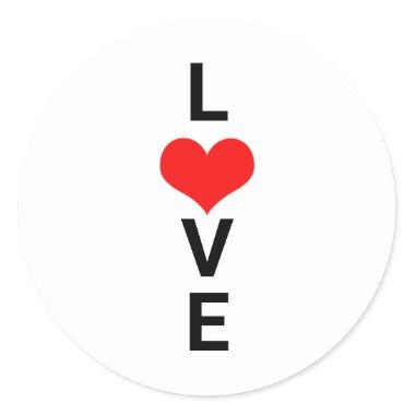 Love Red Heart Cute Valentine's Day White Custom Classic Round Sticker