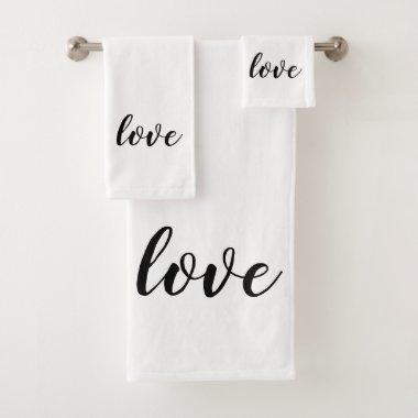 Love Script Valentine Wedding Bath Towel Set